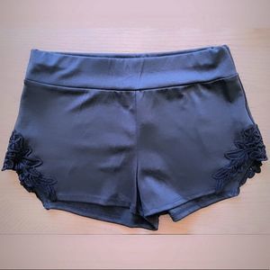 🌙   Black Crochet Embroidered Shorts  🌙